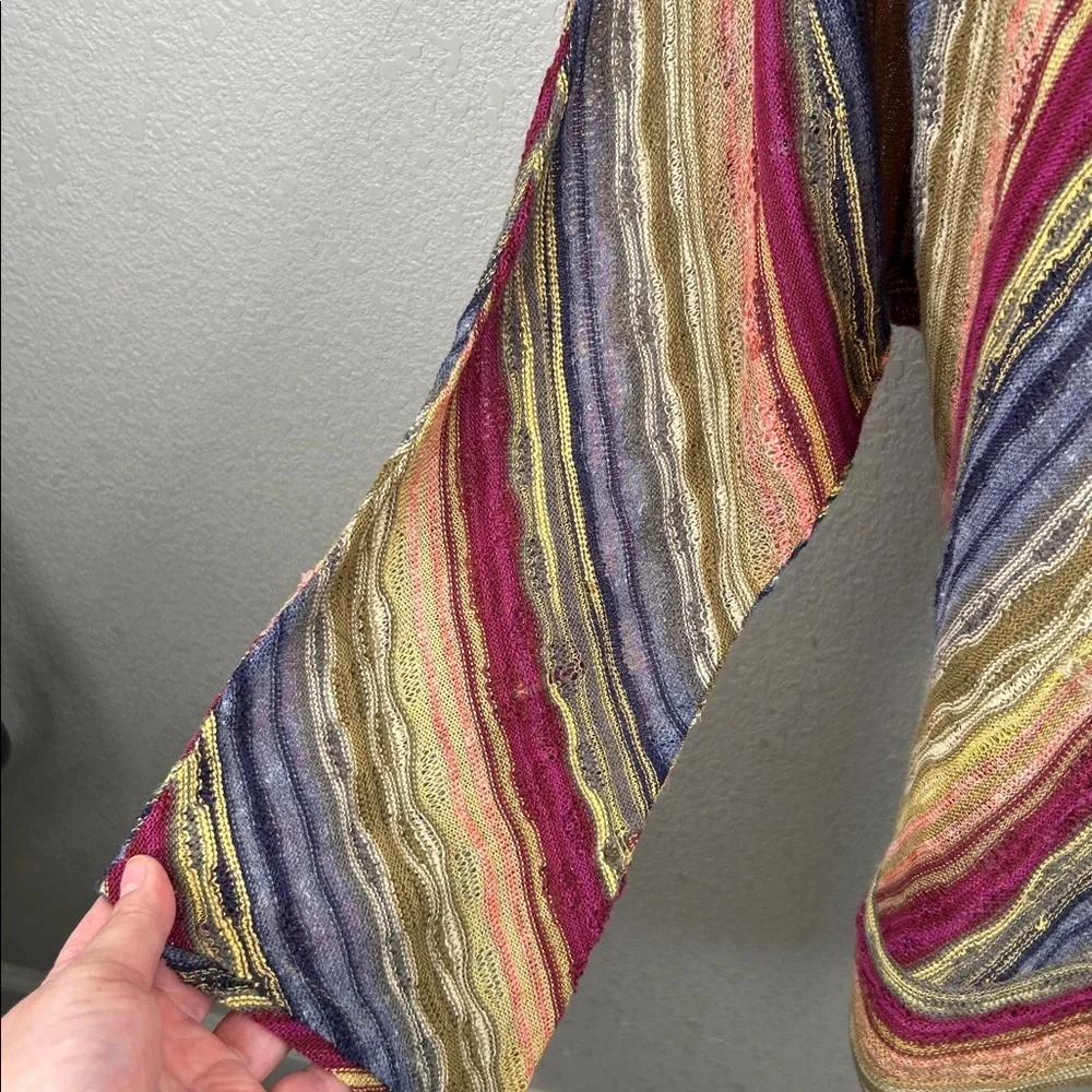 Free People Multi-Colored Knit Boho Indie Festival Folk Striped Top‎ Size Medium